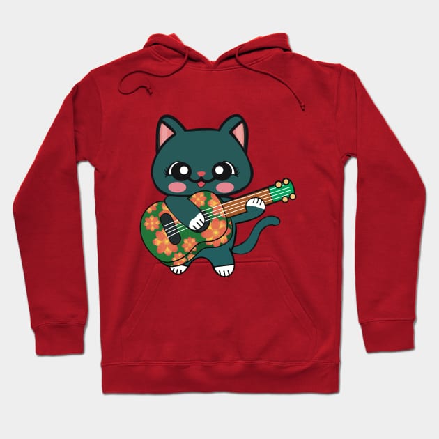 Cat Playing Ukulele Hoodie by FlippinTurtles